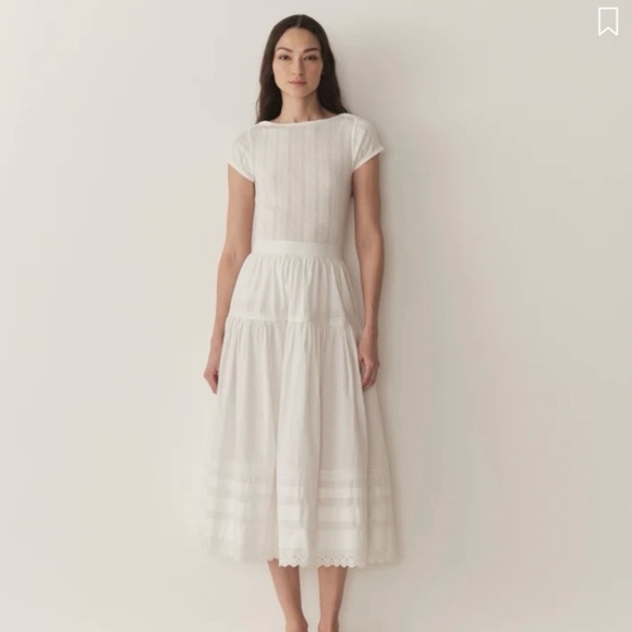 NWT Doen Pauline Cotton Boatneck Short Sleeve Top Salt Quelle Joilie Pointelle - Picture 4 of 13